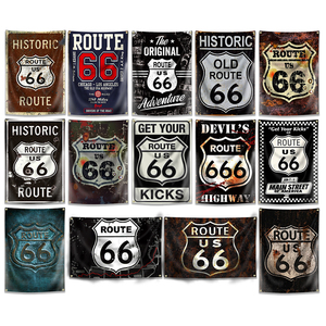 Route 66 US Mother Highway Retro Banner Flag Adventure Poster Wall Art Decor Vintage 3x5FT Flags Man Cave Garage Pub Club Bar