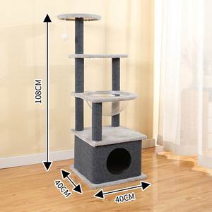 Menara Pohon Kucing Multi-Level 82cm dengan Kandang & Tempat Tidur Kapsul Transparan, Tiang Garuk, Furnitur untuk Kucing Indoor - Product Image 2