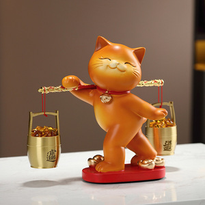 Regalo de Inauguración de <span class=keywords><strong>Casa</strong></span> Nueva, Decoración Creativa de Gato de la Suerte para la Entrada de la Sala de Estar, Mueble para Vino de Resina - Product Image 2