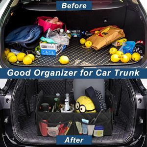 Organisateur de coffre de voiture pliable multifonctionnel avec 6 poches, en polyester imperméable, pour voiture/SUV - Product Image 4