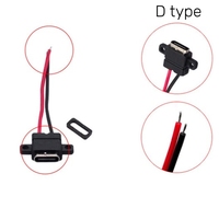 Type-C 2Pin Port de prise USB-C femelle étanche avec trou de vis Interface de charge rapide Connecteur USB avec câble