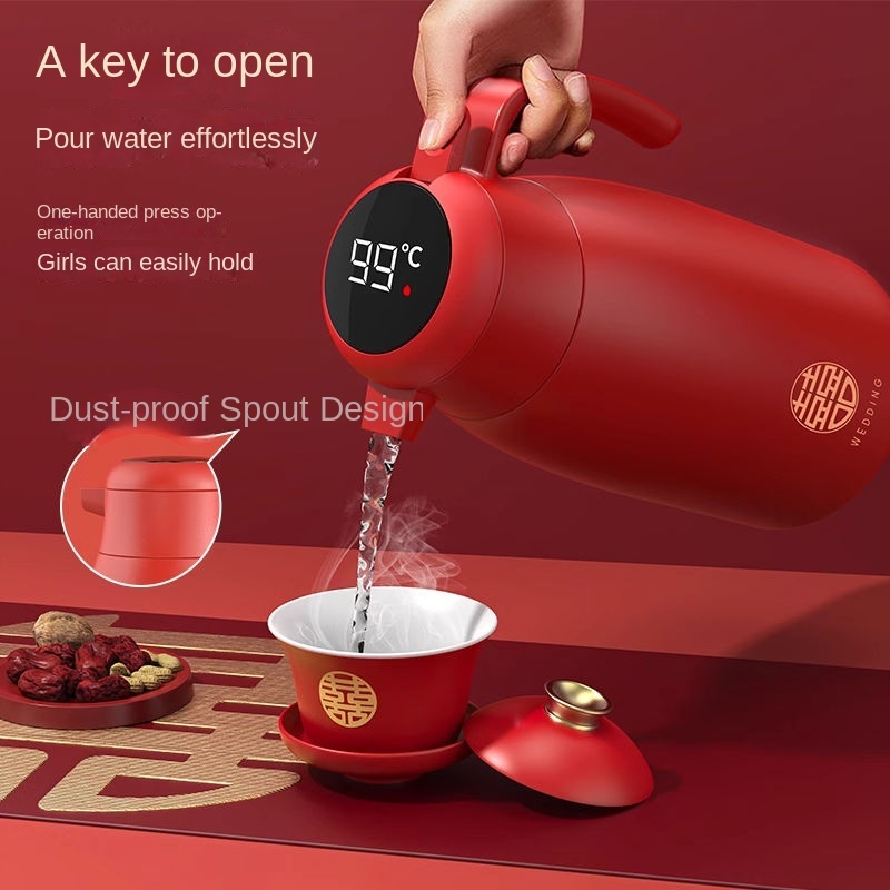 Camping Use Red 316 Stainless Steel Double Wall Insulated Vacuum Thermos Glass Liner 2L Large Capacity 36 Hours Thermal Handgrip view 2