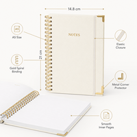Carnet A4 Personnalisable en Papier Bambou avec Couverture PVC, Style Imprimé, à Spirale, en Papier Kraft, Fourni avec Stylo pour Mathématiques