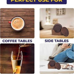 Solid Wood Round Coaster Set Walnut Color Heat Insulating Placemat For <b>Teacup</b> Holder Promotional Use - Product Image 5