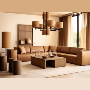 โซฟาไม้หรูหราหุ้มผ้ากำมะหยี่ 6 ที่นั่ง สำหรับบ้านและโรงแรม - Product Image 3