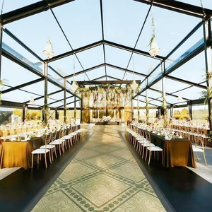 Tendone Trasparente per Matrimoni e Eventi, Struttura in <span class=keywords><strong>Vetro</strong></span> con Telaio in Metallo Nero, 30x50m, Capacità 150-200 Persone, <span class=keywords><strong>Tenda</strong></span> Orangerie a Campata Libera - Product Image 2