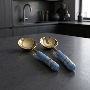 Ensemble de serveurs à salade décoratifs, ustensiles de service en métal de qualité supérieure pour la cuisine, la table à manger, le buffet, le restaurant et les réceptions à domicile - Product Image 1