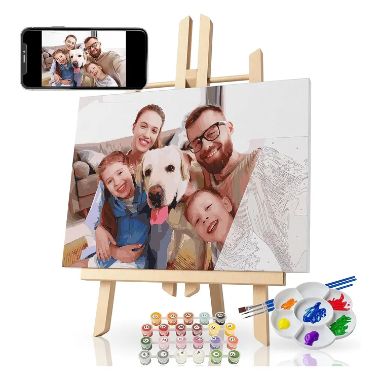 Pintura personalizada para fotos, desenho em tela para decoração de casa, retrato de família, desenho digital DIY, imagens por números