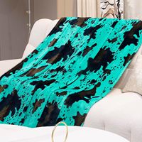 Couverture en polaire de luxe à imprimé vache turquoise sarcelle Ultra douce et chaude pour chambre à coucher confortable canapé canapé décor et idées cadeaux