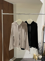 Herbstlicher, schlichter, beidseitig tragbarer Strickpullover mit Schnürung, vielseitig kombinierbar, lockerer Cardigan aus 100 % Baumwolle