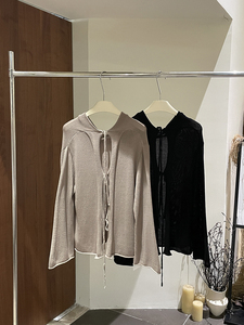 Cardigã de Tricô Simples para Outono, Uso Frente e Verso, Com Amarração, Versátil e Solto, 100% Algodão - Product Image 3