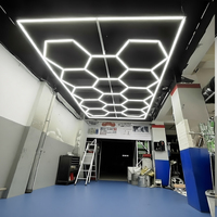 Éclairage d'atelier de détail automobile portable personnalisé, bleu, rouge, blanc froid, 110-240V, LED hexagonale, plafonnier de garage