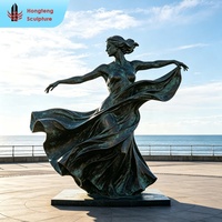 Statue en bronze sur mesure pour l'extérieur, taille réelle, représentant une danseuse, une femme dansante, sculpture en bronze.