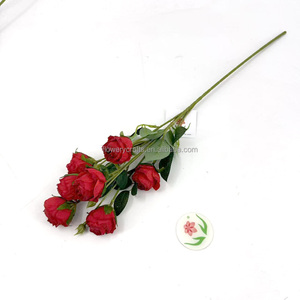 Prix de gros pour les fleurs artificielles en soie et les fausses tiges de roses colorées pour la décoration de mariage et d'événements à domicile - Product Image 6