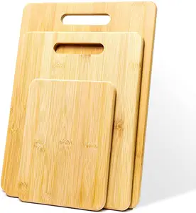 במבוק חיתוך לוח סט של 3 עם ידית אורגני עץ עבור קרש חיתוך, ירקות וגבינות עץ לוחות למטבח