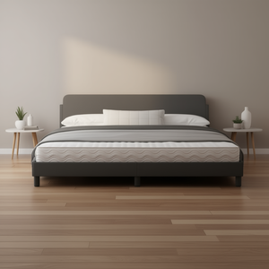 Cadre de lit gris foncé avec sommier à lattes, accessoire de mobilier durable et élégant - Product Image 2