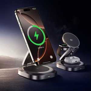 แท่นชาร์จไร้สาย 3 in 1 พรีเมียม ผลิตจากโลหะผสมสังกะสี กำลังไฟ 25W ชาร์จเร็วแบบแม่เหล็ก สำหรับอุปกรณ์หลายชนิด iPhone Samsung Galaxy - Product Image 1