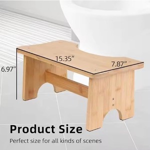 <b>Bamboo</b> Toilet <b>Stool</b> Non Slip Wooden Squatting Bench Bathroom Minimalist Design Easy Clean Storage Rack - Product Image 5