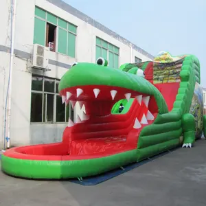 Glissière crocodile gonflable géant personnalisé, avec piscine, vente en gros, livraison gratuite