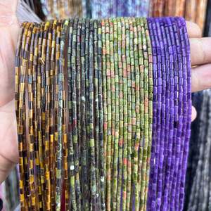 Perles entretoises tubulaires rondes en pierre naturelle brute 2x4 pour la fabrication <span class=keywords><strong>de</strong></span> bijoux (bracelets, colliers) - Semi-finies, vente en gros - Product Image 4