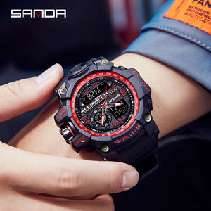 Reloj Deportivo Cuadrado para Hombre Sanda 3133, Nuevo, Resistente al Agua 50M, Reloj Analógico-Digital de Cuarzo con Cronógrafo y Correa de Silicona - Product Image 4