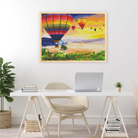 Kit de Peinture Diamant Personnalisé Montagne aux Ballons Colorés et Brume, Broderie Mosaïque à Diamants Carrés, Décoration Murale, Idée Cadeau
