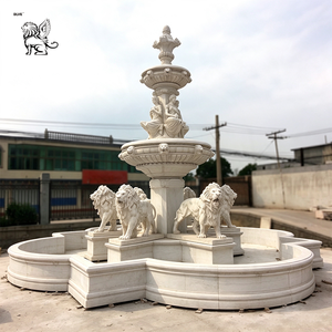 Fontaine en marbre naturel sculpté à plusieurs niveaux avec quatre statues de femmes dansantes, décorations pour manoir, grande pelouse et aménagement aquatique - Product Image 4