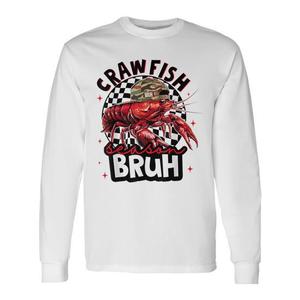 Camiseta de manga larga unisex con cuello redondo y estampado serigrafiado de Crawfish Season Bruh, ropa promocional - Product Image 1