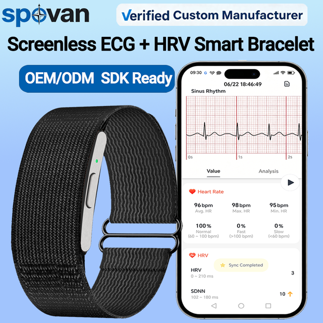 Screenless Smart Bracelet ECG+PPG HRV Sleep Health Monitor Open SDK API for OEM ODM Professional No-screen Fitness Band