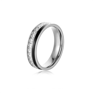 Anillo de Oro con 10% de Descuento, Anillo de Acero Inoxidable con Circonita Cúbica y Diamantes para Mujer, Sin Decoloración - Product Image 2