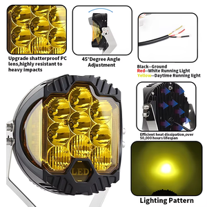 Luces de Trabajo LED Todoterreno JHS, Luces Auxiliares Antiniebla Ámbar, Pods de Luz Redondos de 5/7/9 Pulgadas, Iluminación de 3 Lados para Camioneta, Jeep, SUV 4x4 - Product Image 2