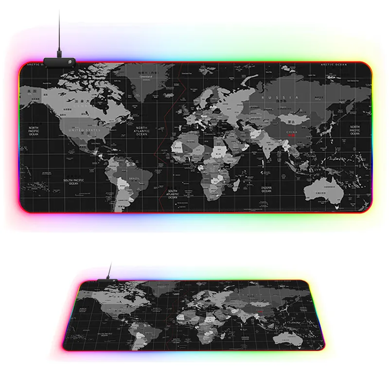 mouse pads with custom logo printed World map Gaming Mouse Pad Non-Slip Desk Pad Keyboard Mat for Gamer Home Office