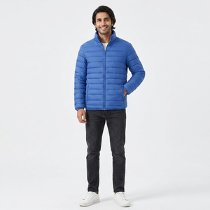 Vestes d'hiver matelassées en duvet de canard chaud pour hommes, logo personnalisé, nylon noir, capuche, vente en gros - Product Image 1