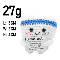 Poupée capsule tricotée artisanale au crochet, motif dents, énergie positive, cadeau de fêtes