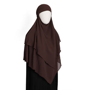 Hiyab de chifón vintage con perlas y doble correa, tipo chal, pañuelo para la cabeza de poliéster, moda musulmana para mujer, directo de fábrica - Product Image 3