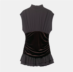 <span class=keywords><strong>Abbigliamento</strong></span> <span class=keywords><strong>Donna</strong></span> Primavera/Autunno 2025, Nuovo Vestito alla Moda con Vita Alta, Traspirante, Decorazione a Strati e Patchwork in Stile <span class=keywords><strong>Retrò</strong></span> - Product Image 1