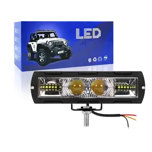 Lampu kabut LED 6 inci warna ganda, lampu sorot rendah tinggi, batang lampu kerja untuk truk ATV SUV Offroad