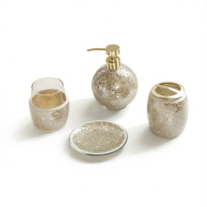 Juego de Accesorios de Cerámica para Baño, Diseño Contemporáneo en Latón Electrochapado, Fácil de Limpiar - Product Image 1