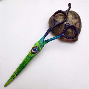 Tijeras para el cabello color pavo real, 6 pulgadas, tijeras de entresacar de acero inoxidable 440C, mango largo, 32 dientes, para uso de peluquero - Product Image 4