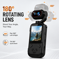Caméra d'action WiFi portable 1080P avec écran rabattable et objectif rotatif pour vlog d'aventure en plein air