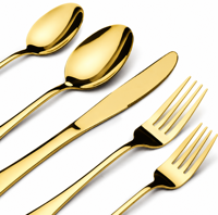 Couverts de table en acier inoxydable doré, assortiment cuillère-fourchette-couteau, vente en gros pour les lieux de mariage et les hôtels