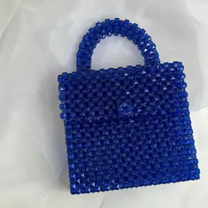 New royal azul luxo mão sacos acrílico frisado sacos perolização pasta