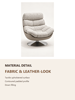 Fauteuil pivotant moderne rembourré avec coque aspect cuir pour salon ou coin lecture