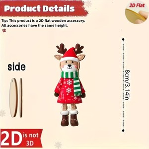 YODA Nouveaux 12 Pendentifs en Bois Renne de Noël Style Américain Décorations de Noël Chinoises pour <span class=keywords><strong>la</strong></span> Maison à Suspendre avec Corde - Product Image 2
