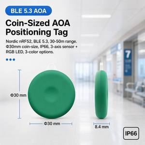 Étiquette de suivi BLE 5.3 AOA de 30 mm IP66 CR2032 avec accéléromètre RGB pour 3 à 14 mois, idéale pour le suivi des actifs dans les parkings, musées, bureaux - Product Image 1