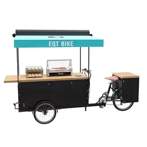 Carrito de comida de acero inoxidable para bicicleta, carrito de comida rápida para perro caliente, venta al por mayor