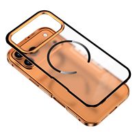Nouveau étui ultra-mince givré magnétique étui de téléphone pour iPhone 17 16 15 14 Pro Max bordure en métal Transparent charge sans fil Orange