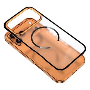 Nuova custodia per telefono cellulare ultrasottile smerigliato magnetico per <span class=keywords><strong>iPhone</strong></span> 17 16 15 <span class=keywords><strong>14</strong></span> <span class=keywords><strong>Pro</strong></span> <span class=keywords><strong>Max</strong></span> bordo in metallo trasparente senza fili di ricarica <span class=keywords><strong>arancione</strong></span> - Product Image 4