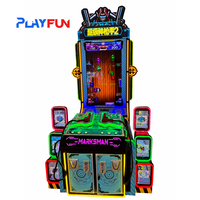 Máquina de Juego Arcade de Disparos para 2 Jugadores con Pantalla de 75 Pulgadas, Simulador de Pistola Doble Operado con Monedas, Certificación CE y Luces LED