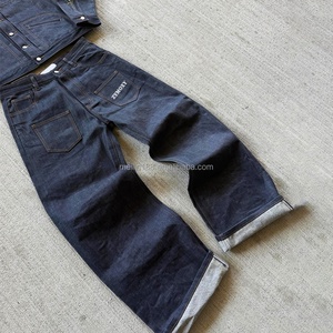 Clothing Custom Denim Button up Jackets and Jeans Two Piece Set Oversized Heavyweight Embroidery Design Jeans <b>Pants</b> Denim Set - Product Image 5